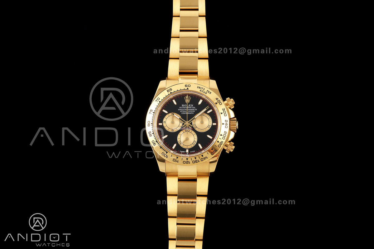 Daytona 126508 QF 1:1 Best Edition Black/YG Dial on YG Bracelet JH4131 (Free Sprung) 